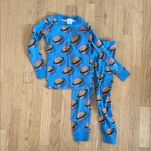 Hanna Andersson Blue Kids Pajamas with Colorful UFO Print